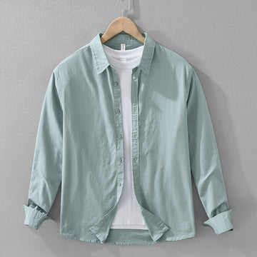 Men's Japanese Cotton Linen Long Sleeve Blouse Fashion All-matching